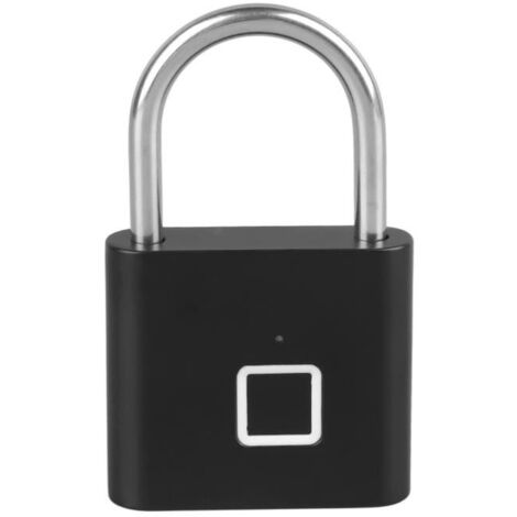 (Noir)Cadenas à empreintes digitales Noir - Étanche - Déverrouillage biométrique - Mode d'urgence
