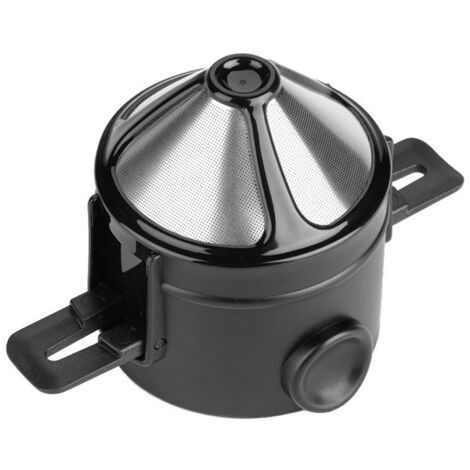 noircafetière portable à filtre à café en poudre, style américain, en acier inoxydable 304, avec tasse à filtre réutilisable.
