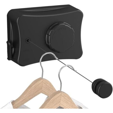 (Noir)Corde À Linge Rétractable 5.1M,Acier Inoxydable Fil A Linge Extérieur Retractable,Etendoir Linge Exterieur Retractable,Fil À Linge