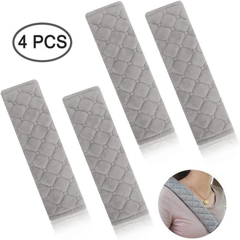 (Noir)Coussin de Ceinture de Sécurité - Auto - 4 pièces - Confortable - Noir - Protection Épaules