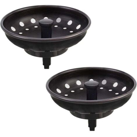 noire 2 pièces Bouchon d'évier à tête plate américaine filtre d'évier en acier inoxydable, accessoires de vidange d'évier de cuisine