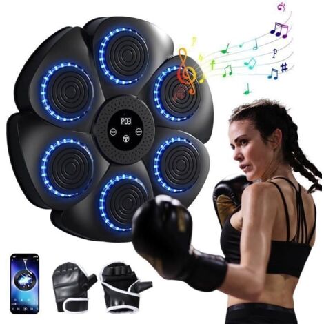 (Noir)Équipement de boxe Machine de Boxe Musicale - Bluetooth - Gants de boxe - 9 Modes de rythme