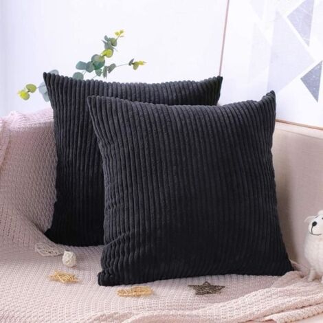 (Noir)Housse De Coussin en Velours - Uni - Noir - Rectangulaire - 45x45cm