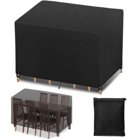 (noir)Housse Salon de Jardin Housse de Table Extérieur 200 x 160 x 70cm Bâche de Protection Étanche Tissu Oxford Imperméable, Résistance