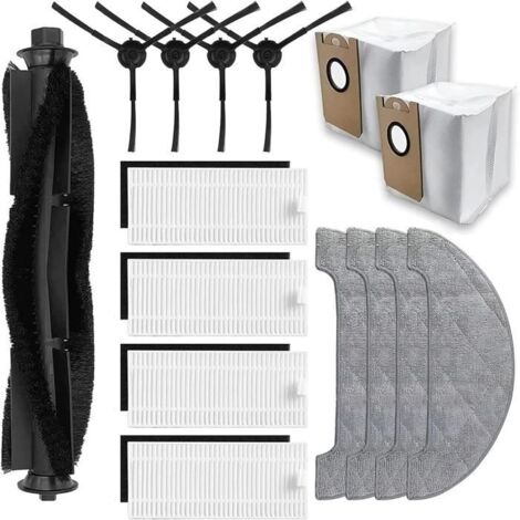 (Noir)Kit Accessoires pour Honiture Q6 Pro, 1 Brosses Principales, 4 brosses latérales, 4 filtres,4 Serpillière, 2 sacs d'aspirateur