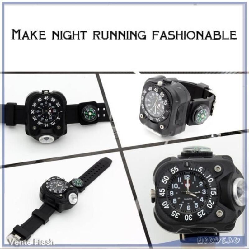 (Noir)Lampe de poignet rechargeable à LED - - Montre-bracelet LED - 350lm - étanche - Noir