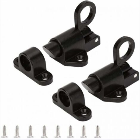(Noir)Loquet à fermeture automatique - Serrure de porte à ressort - Loquet de porte - Serrure de sécurité automatique pour porte de fenêtre - Loquet à pêne à ressort