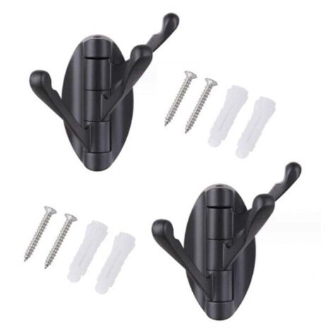 （Noir）Lot de 2 Porte-manteau Mural Pivotant en Acier Inoxydable avec 3 Bras Pliable, Cintre Suspendu/Patère/Porte-Serviette à Rotation 180°