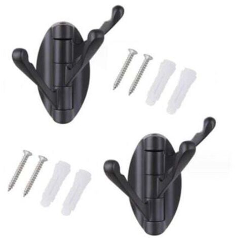 (Noir)Lot de 2 Porte-manteau Mural Pivotant en Acier Inoxydable avec 3 Bras Pliable, Cintre Suspendu/Patère/Porte-Serviette à Rotation 180°