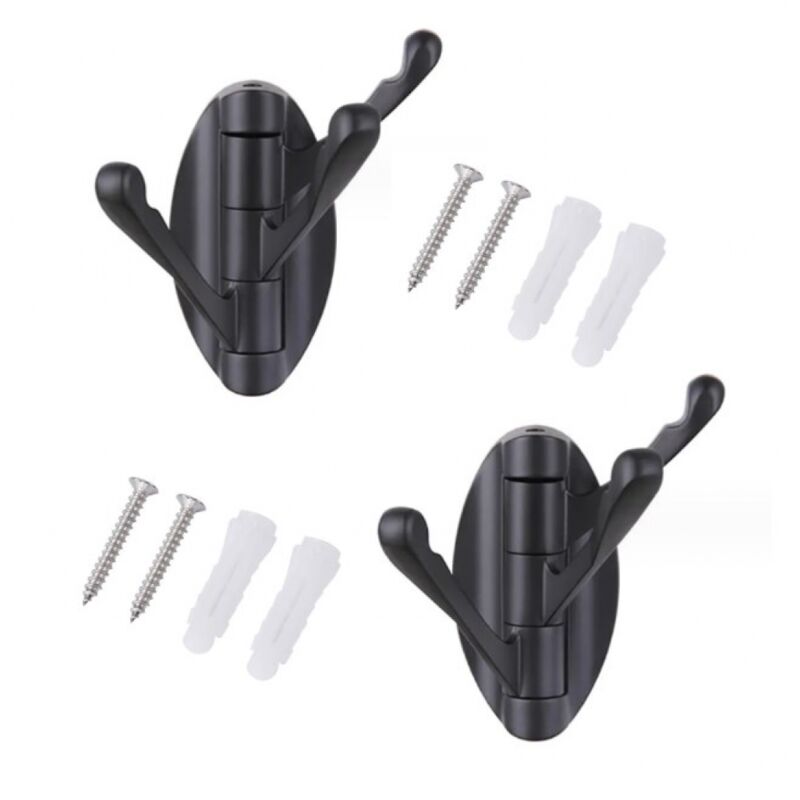Noir)Lot de 2 Porte-manteau Mural Pivotant en Acier Inoxydable avec 3 Bras Pliable, Cintre Suspendu/Patère/Porte-Serviette à Rotation 180°