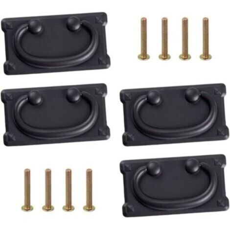 (Noir),Lot de 4 poignées de tiroir vintage antiques avec 8 vis de 25 mm