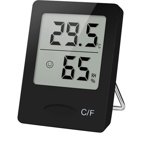 (Noir)Mini Hygromètre Numérique, Thermomètre Chambre Digital de Haute Précision, ℃/℉Commutable Moniteur de Température et Humidimètre pour Le Confort du Bureau