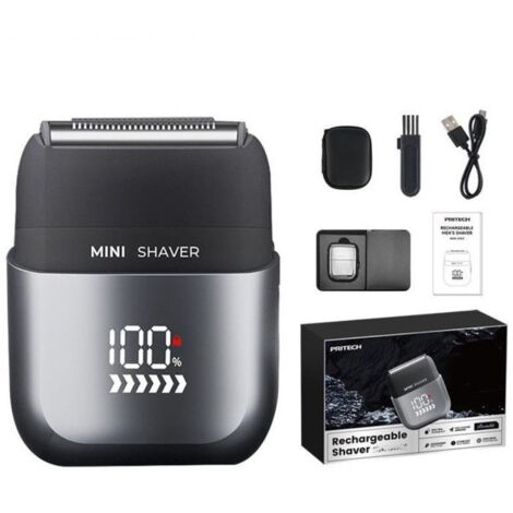(noir)Mini rasoir électrique pour homme, tondeuse à barbe portable avec affichage de la batterie, étanche et rechargeable par USB