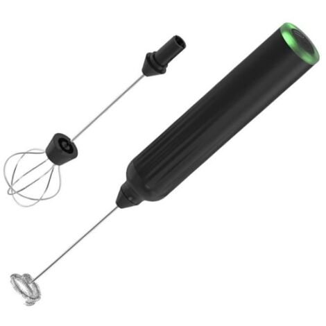 (Noir)Mousseur à Lait, en Acier Inoxydable , Alliage D'aluminium Mousseur de Lait Électrique avec Moteur Très Puissant à 6500 rpm