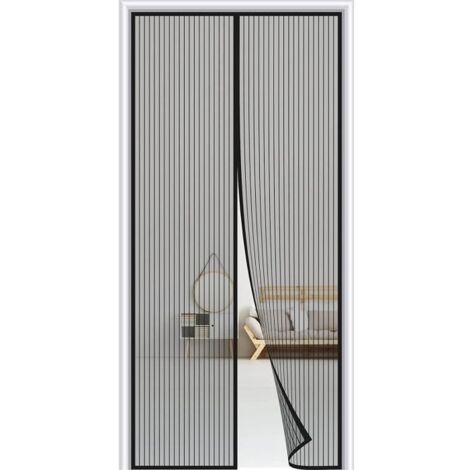(Noir)Moustiquaire Porte Fenêtre Magnétique -Rideau Anti Moustiques Mouche,Fermeture Automatique Sans Perçage,90 x 210cm Noir