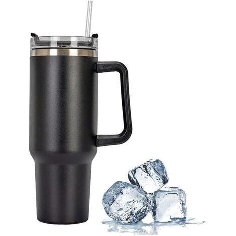 (noir)Mug Isotherme - Non spécifié - 40 OZ - Acier inoxydable 304 - Noir - Réutilisable avec paille