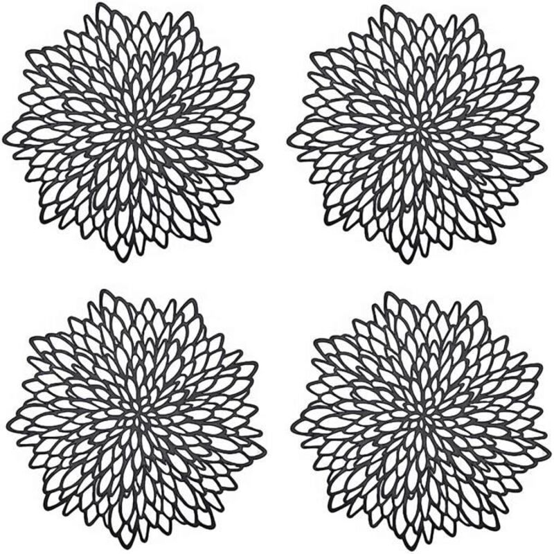 (Noir)Napperon de Table - Non spécifié - Rond - PVC - 4 pièces - 38 cm - Noir