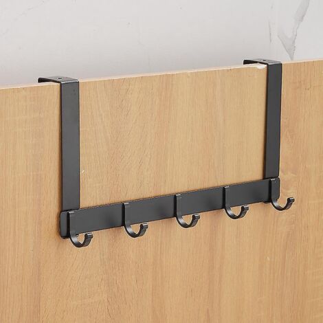 (noir)newaner Crochet De Porte Avec 5 Crochets, Portemanteau De Porte, Crochet De Porte En Aluminium Sans Perage, Adapte Pour Porte De Salle De Ba