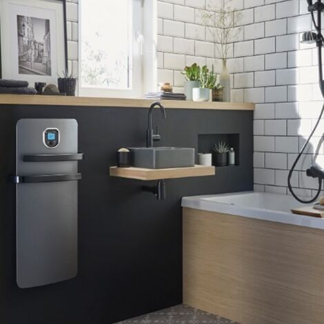 Noirot – Sèche-serviettes soufflant compact 1200W – Détection d'absence et fenêtre ouverte – Programmation intégrée – Origine France Garantie