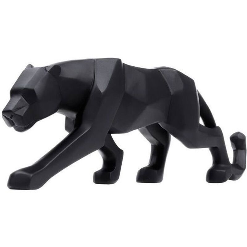 (Noir)Panthère Sculpture Ornements Sculpture Géométrique Résine Léopard Statue Faune Décoration Maison NOIR