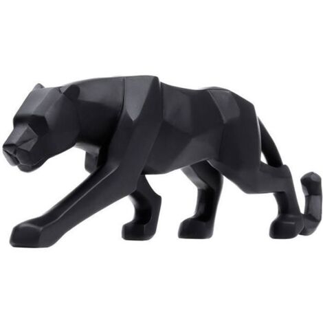 (Noir)Panthère Sculpture Ornements Sculpture Géométrique Résine Léopard Statue Faune Décoration Maison NOIR