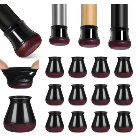 (noir)Patins de chaise en silicone 15pcs - Antirayure - Feutre épaissi - Noir