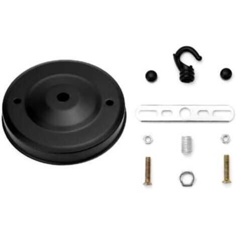 (Noir)plafond en métal, cache fil pour lustre couleur, boîtier de lampe complet avec accessoires Rosace de plafond, vis et support de plafond. Diamètre 110mm hauteur 20mm
