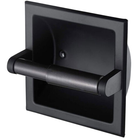(noir)Porte-papier toilette encastré en nickel brossé de style hôtel en acier inoxydable avec support de montage arrière pour mur en