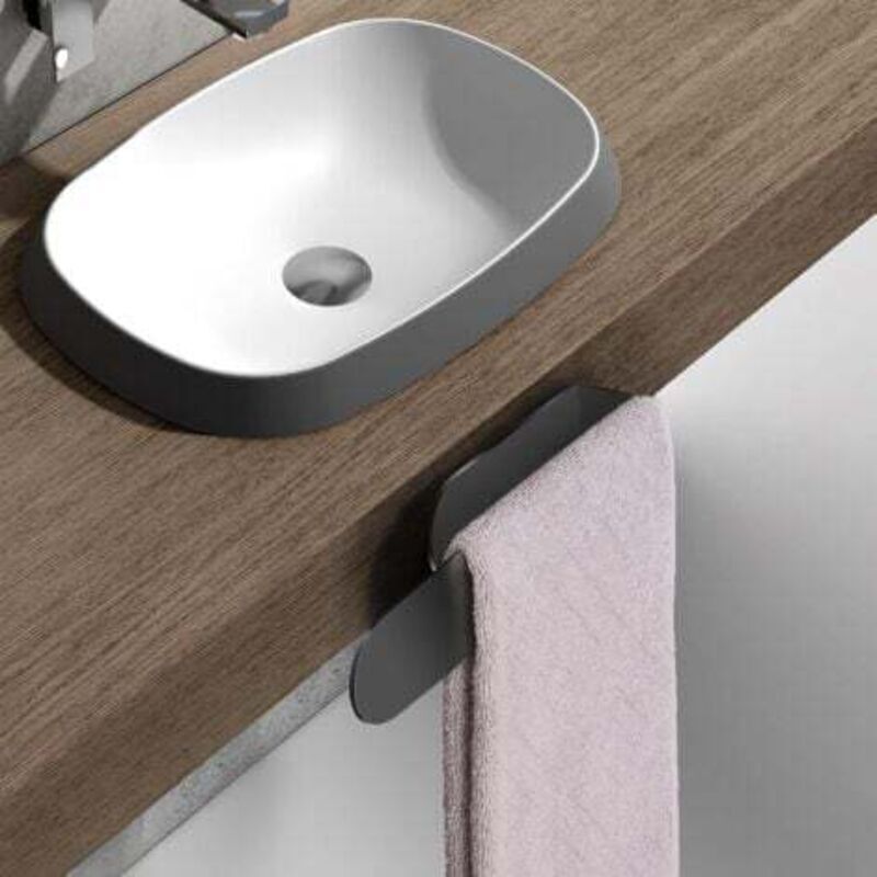 (Noir)Porte Serviette Salle de Bain, Porte Serviette Mural Adhesif, 23cm Porte Serviette Salle de Bain sans Percage en Acier Inoxy, Porte Serviet