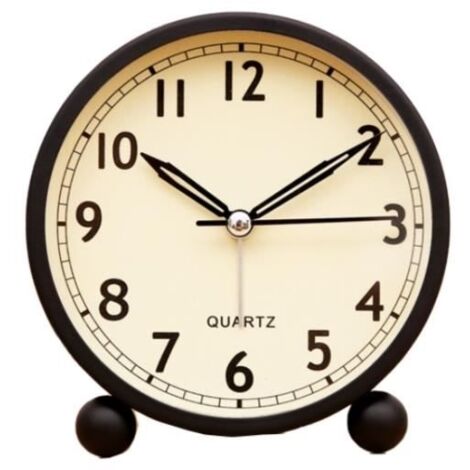 (noir)Radio Réveil,Reveil Analogique Silencieux,Horloge de Table sans Tic-tac avec la Lumière de Nuit Réveil De Chevet,pour Cheve,Bureau