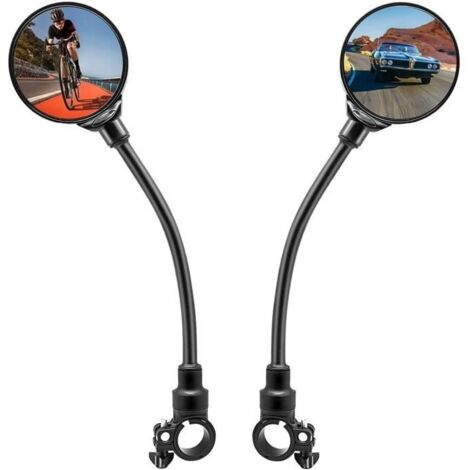 (Noir)Rétroviseurs de Vélo Rotatifs à 360° - Miroirs de Guidon pour Vélo et Trottinette Electrique - Noir