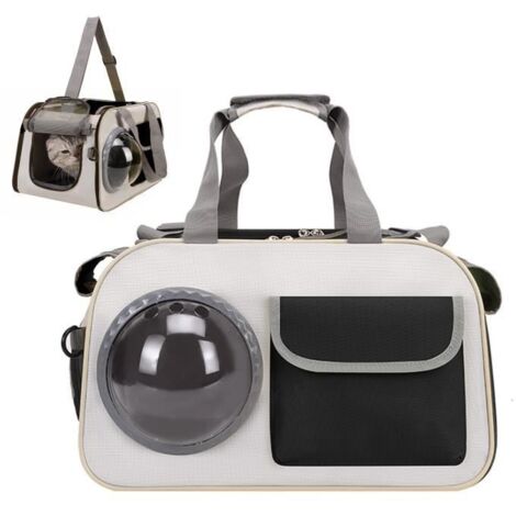 (noir)Sac Transport Chat Chien, Respirant et Pliable, avec fenêtre d'observation, Laisse de Sécurité Intérieure, Noir, pour sortie voyage