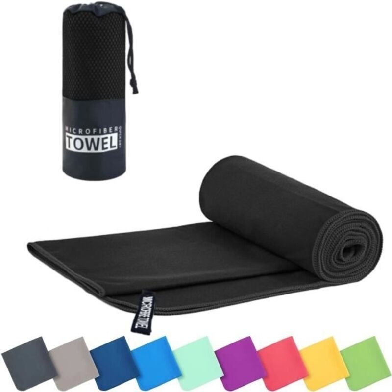 (Noir)Serviette Sport Musculation - Non spécifié - 40x80 cm - Microfibre - Ultra-légère - Anti-bactérienne