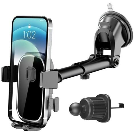 (Noir)Support de téléphone de voiture à ventouse M4, Rotation 360 degrés deux en un [sortie d\'air + ventouse]