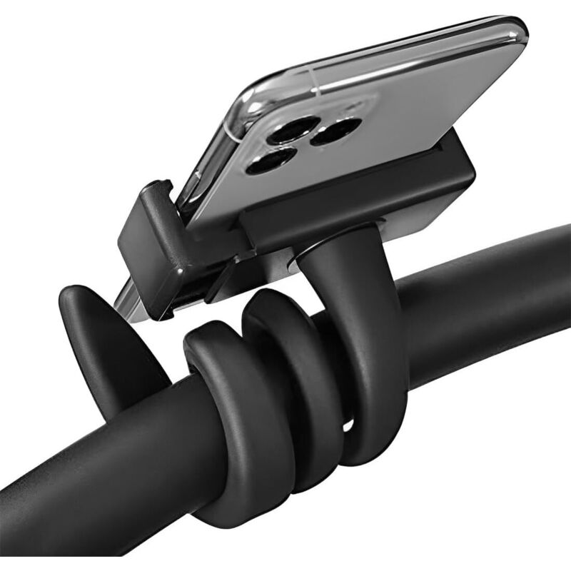 (Noir)Support Téléphone Portable Universel, Bras Flexible Antidérapant pour Poussette, Bureau, Guidon, Tapis Roulant, Poussette