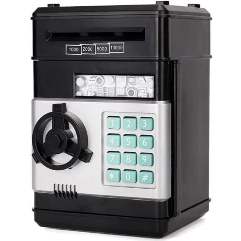 (noir)Tirelire, Sécurité Tirelire Numérique enfants Super banque électronique ,ATM Serrure à code de banque de jouet pour bébé noir