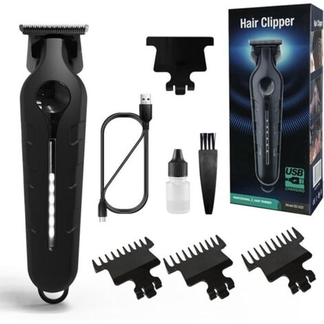 (noir)Tondeuse à cheveux pour homme,Tondeuse à cheveux étanche et rechargeable par USB avec lumière LED
