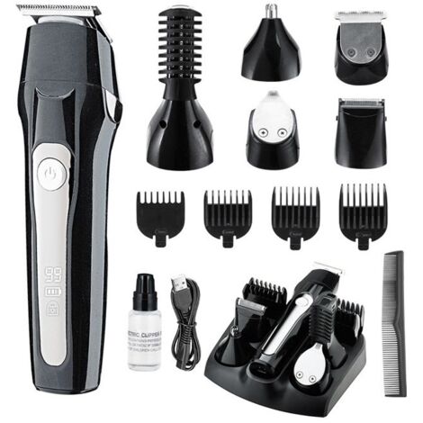 (noir)Tondeuse multi-usages 5 en 1 pour hommes, tondeuse à barbe professionnelle rechargeable, ensemble de soins pour homme，noir