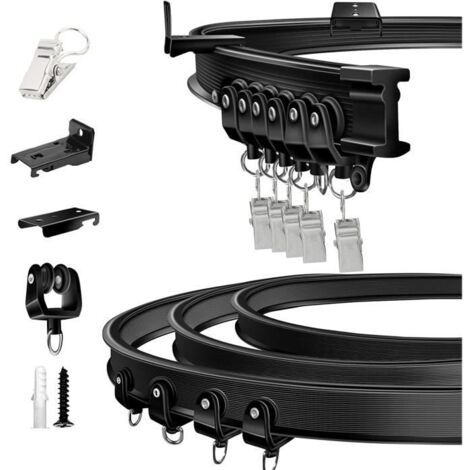 (Noir)Tringle de rideau pliable 5 mètres - Flexible - Robuste - Noir