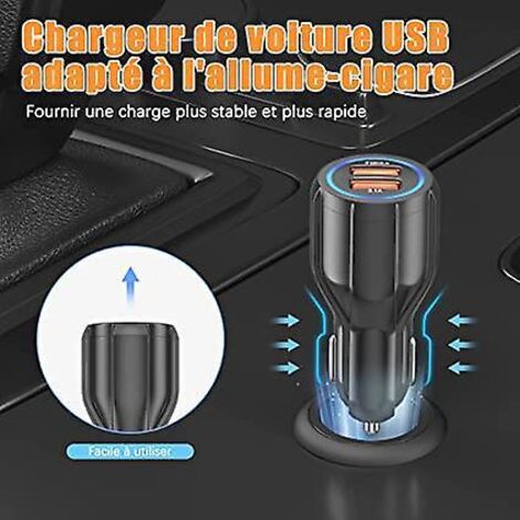 noirusb C 18w, Chargeur Voiture Usb C Pd3.0 Charge Rapide, Usb A Qc3.0 Chargeur Voiture 2.4a Pour Iphone 14/13/12/11/x/xs, Samsung S21/s20/s10/s9/