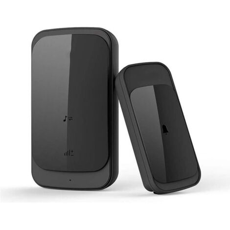 (noir)Wireless Doorbell, 280 m Waterproof Electronic Doorbell,Battery Operated,4 Levels Volume,Chime Kit with 1 Plug-In Receivers-noir