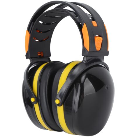 Noise Reduction Earmuffs Foldable Lightweight Hearing Protection Safety Over Head Ear Muff for Garden Shooting Mowing Black Yellow