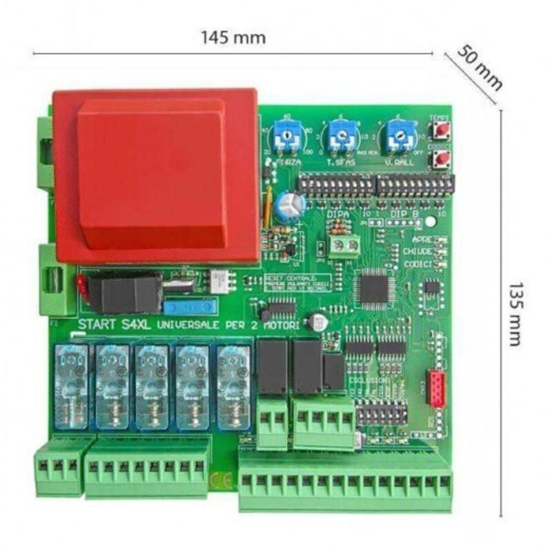 Logique de commande universelle monophasée 230V pour 1 ou 2 moteurs automatismes de portail Start-S4XL