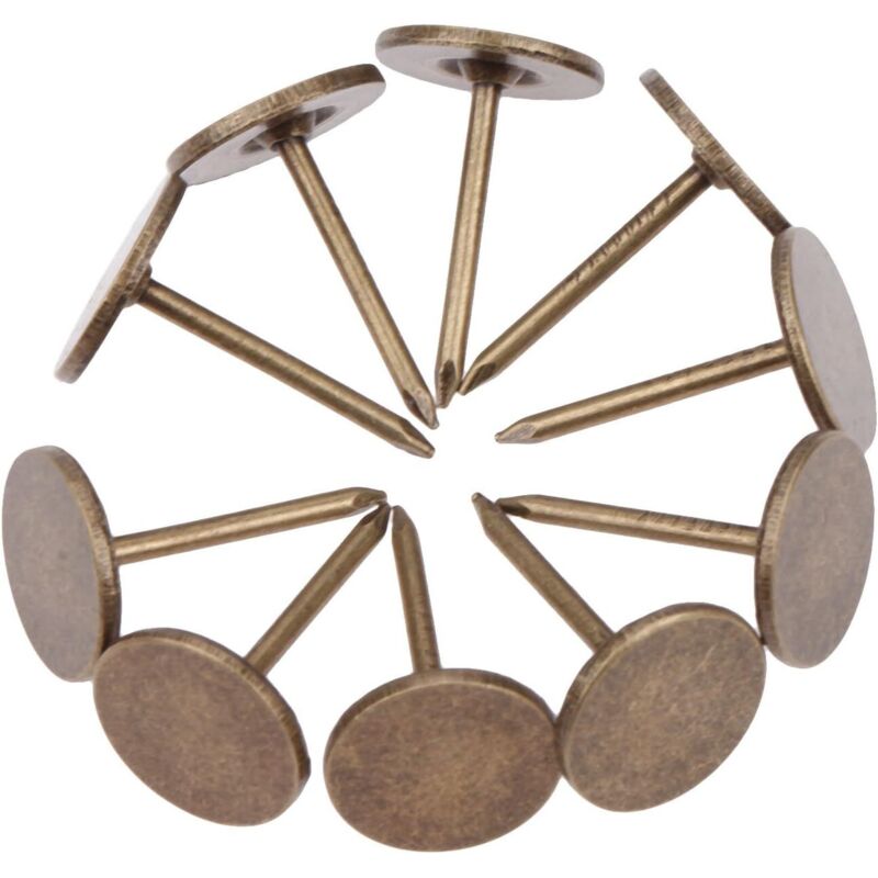 NOLUXA 100pcs Clou tapissier punaise clous de tapissiers en fer à tête plate de style vintage, pour meubles, canapé, décoration de porte, 1,1x1,7cm