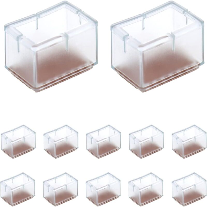 NOLUXA 12 Pcs Protection Pied de Chaise Rectangle en Silicone pour Jambes de Chaise/Table/Sofa Largeur 24-30mm x Longueur 39-47mm