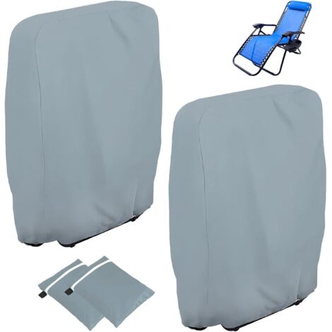 NOLUXA 2 pièces Housse de Protection pour Chaise Longue Pliante, Oxford Coupe-Vent Anti-UV Imperméable Housses de Jardin(Gris)