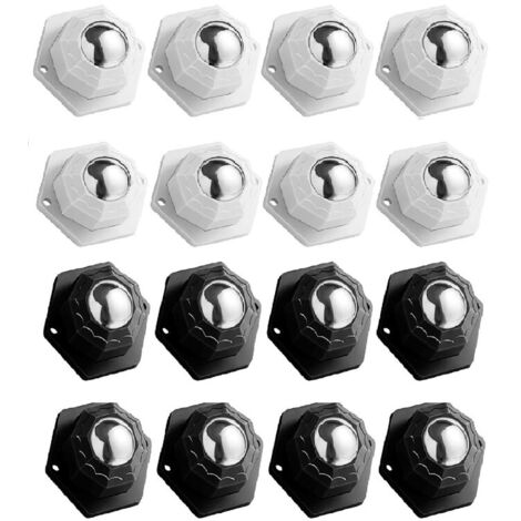 NOLUXA 24 Pièces Petite Roulettes pour Meubles, Spetites Roulettes Adhésives, Roulettes Silencieuses pour Meubles Noir Et Blanc