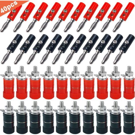 NOLUXA 40Pcs Premium 4mm Banane Prise Connecteur Kit, pour Haut-Parleur, Audio/Vidéo Récepteur