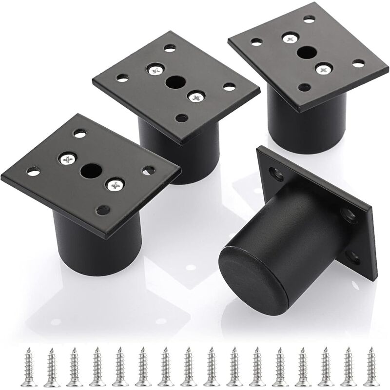 NOLUXA 4pcs Pieds de Meuble Ajustable Pieds de lit rehausser Le Meuble Pied en Alliage d'aluminium pour sommier,Armoire,Table (Noir,Hauteur 50mm)