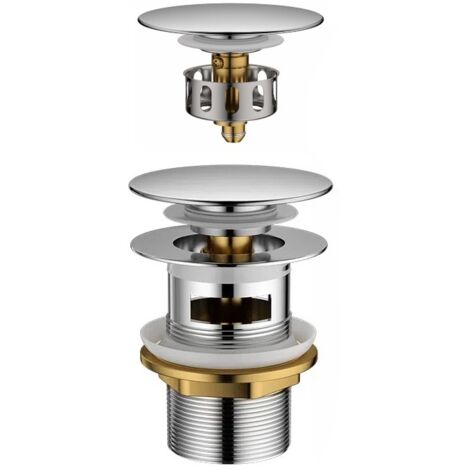NOLUXA Bonde de Lavabo Pop-Up avec Trop Plein Valve Clic-Clac Universelle 1 1/4" pour Robinet et Lavabo – Bouchon Chrome Durable, M20502